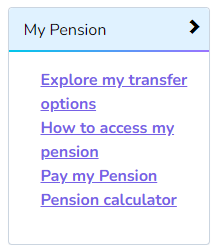 Menu on My Pension with the 'Pay my pension option'