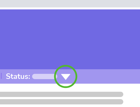 A white arrow, next to the word status is circled.